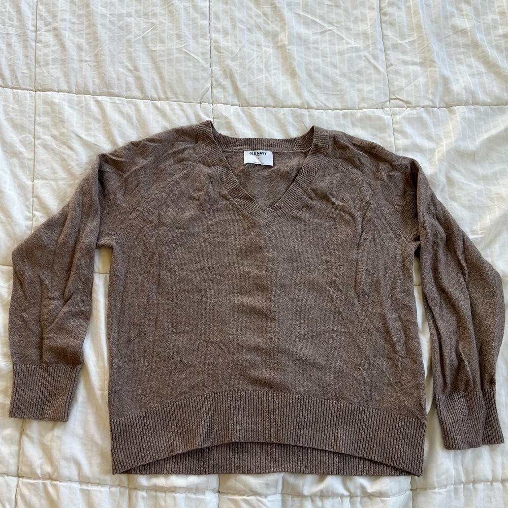 Old Navy Taupe V-Neck Sweater for Women